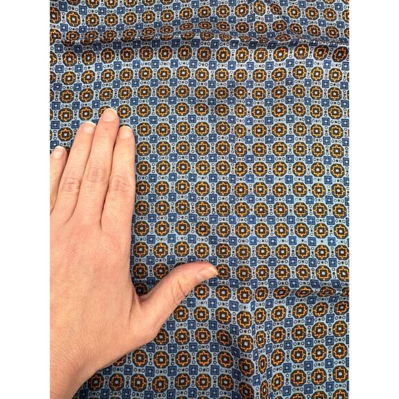 Vintage Scarf Glentex Japan Blue Orange Geometric Square Wrap Accessory 1970s - Picture 7 of 9